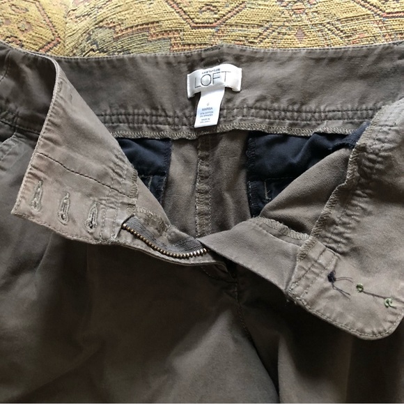 Ann Taylor Loft Gaucho Capri Pants Size 6 Olive Green Pleated Wide-Leg - Picture 5 of 8